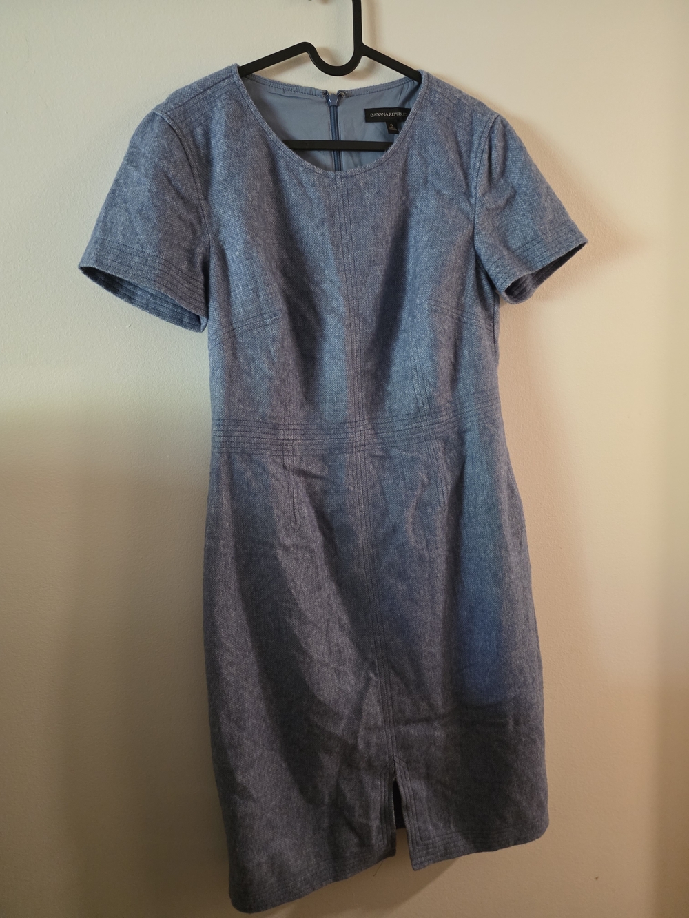 Banana Republic Blue Short-Sleeve Midi Sheath Dress - Picture 5 of 6